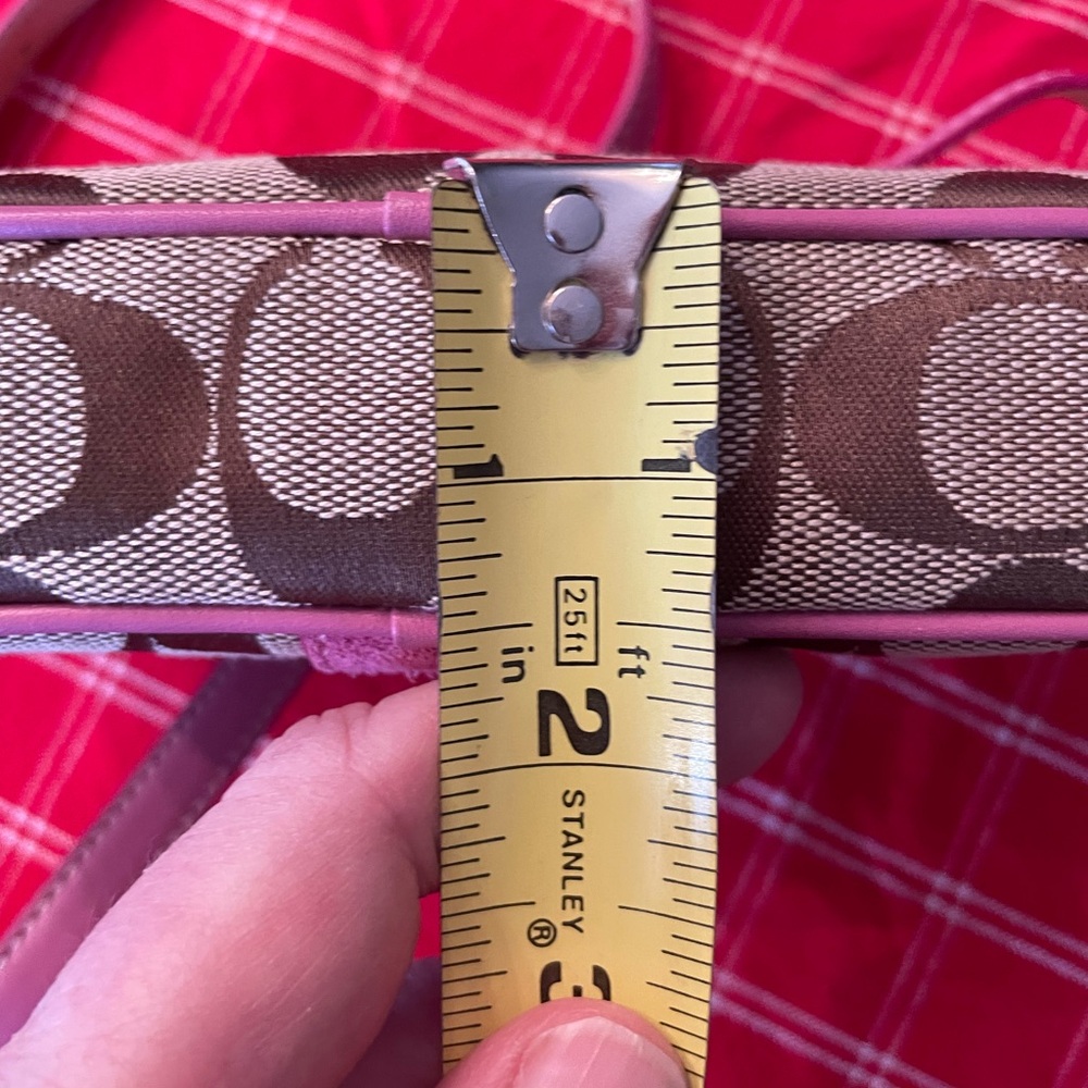 Coach NWT belt hip bag, signature pink leather trim, pink removable leather belt - Picture 10 of 12